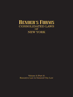 cover image of Bender's Forms for the Consolidated Laws of New York